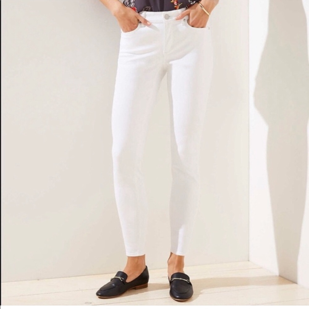 Ann Taylor Loft Curvy White Skinny Ankle Jeans